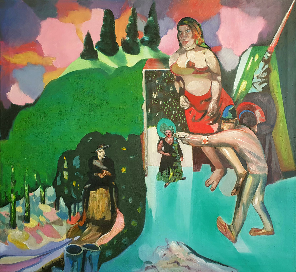 Besucher, 2015, Öl auf Leinwand, 130 × 120 cm