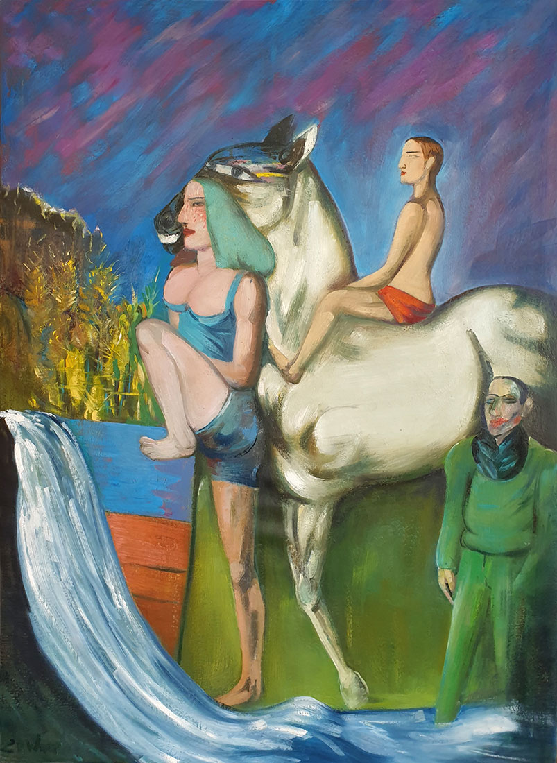 Zu Pferd, 22020, Öl auf Leinwand, 95 × 130 cm